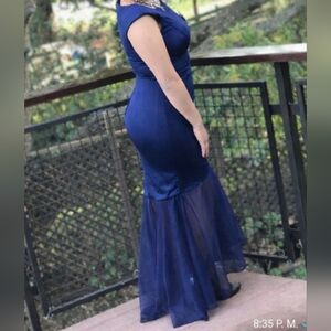 Navy Blue Sleeveless High-low Chiffon Elegant Dress | Costum Made